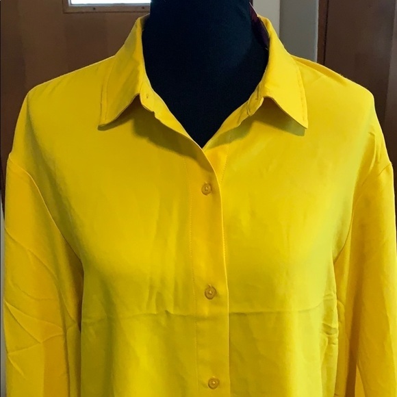 Rachel Zoe mustard long sleeve button front blouse - Picture 2 of 9